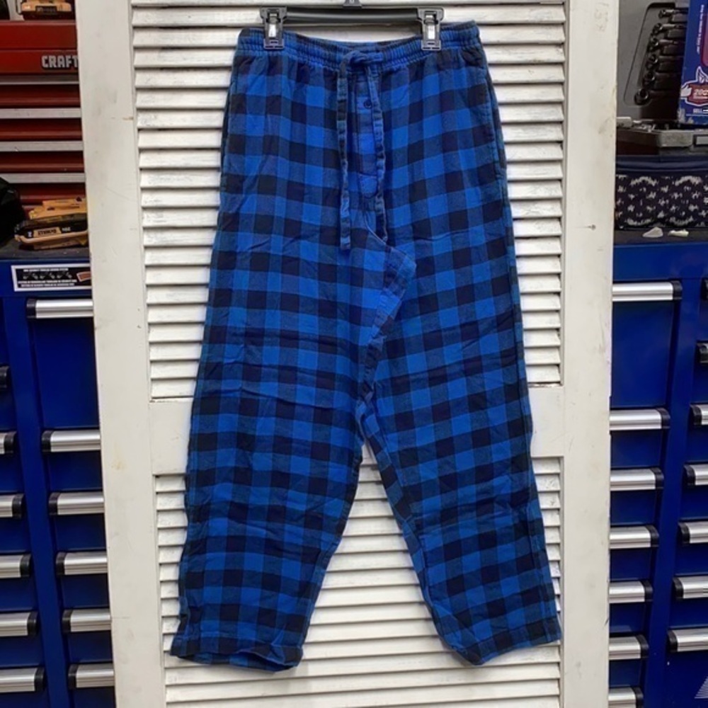 Saddlebred Blue Black Check Fleece Pants size Medium